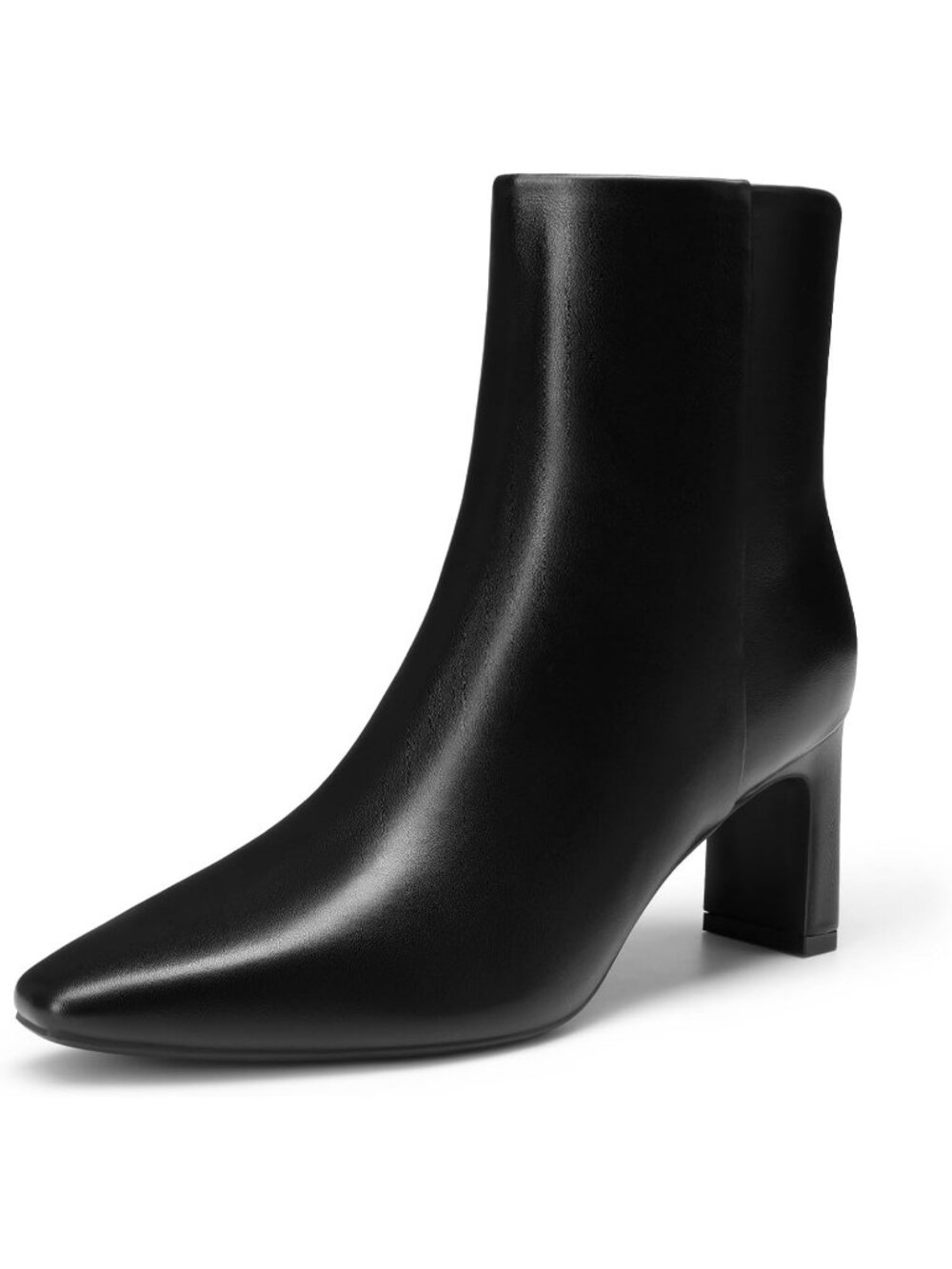 Dream Pairs Women's Black Pu Square Toe Block Heel Ankle Chunky Dress Booties